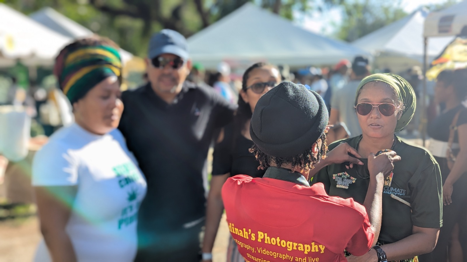 Behind-the-scenes interview and media coverage at a Vital Ital Life event.